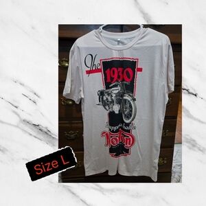 1930 Motorcycle Graphic T-Shirt Sz L